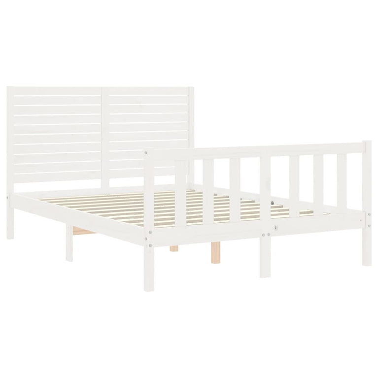 Bedframe met hoofdbord massief hout wit 4FT Small Double