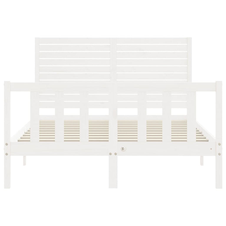 Bedframe met hoofdbord massief hout wit 4FT6 Double
