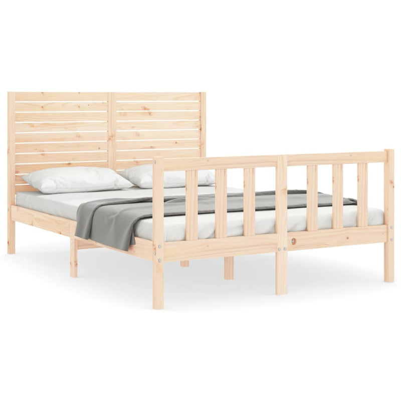 Bedframe met hoofdbord massief hout 140x190 cm