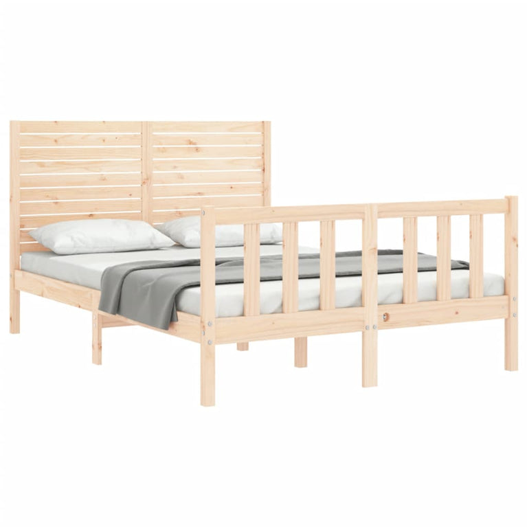 Bedframe met hoofdbord massief hout 120x200 cm