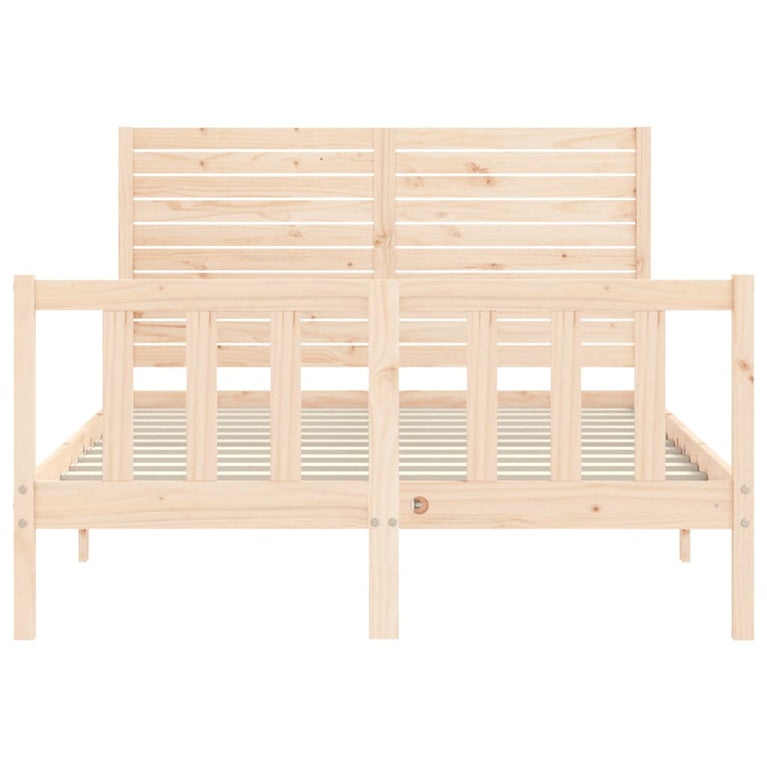 Bedframe met hoofdbord massief hout 120x200 cm