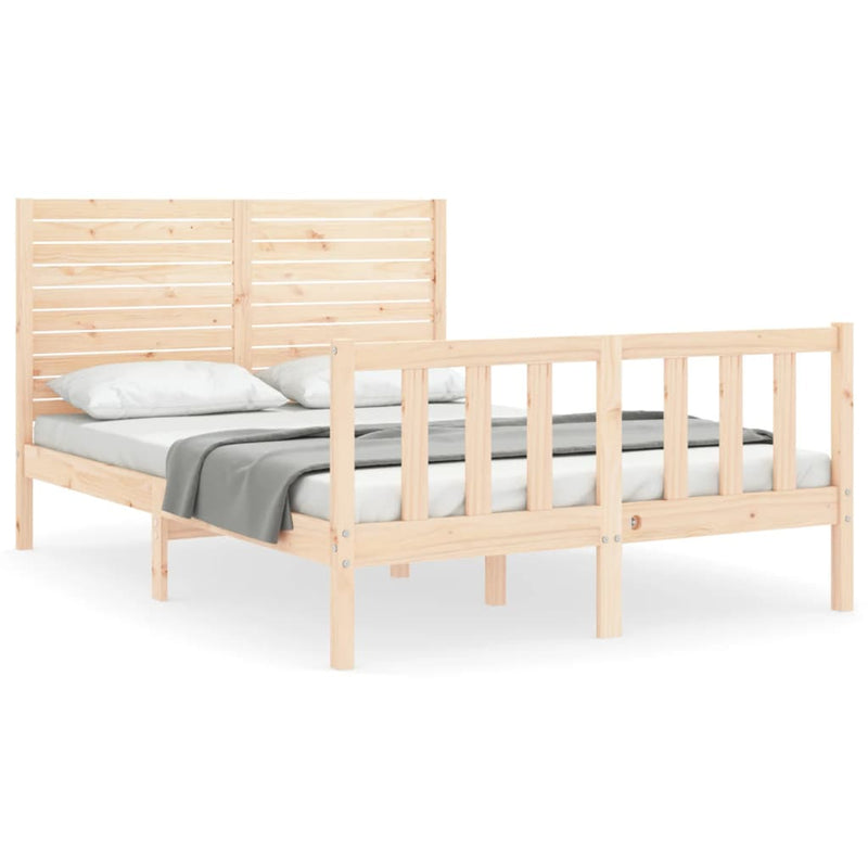 Bedframe met hoofdbord massief hout 140x200 cm