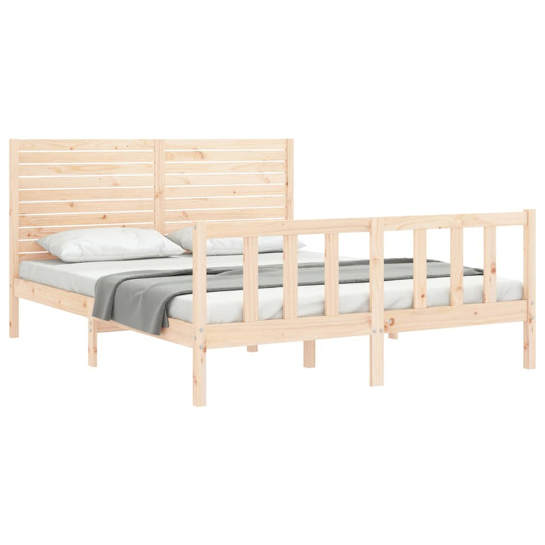 Bedframe met hoofdbord massief hout 5 FT King Size