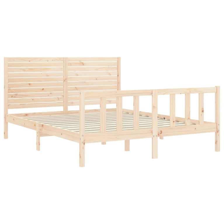 Bedframe met hoofdbord massief hout 5 FT King Size