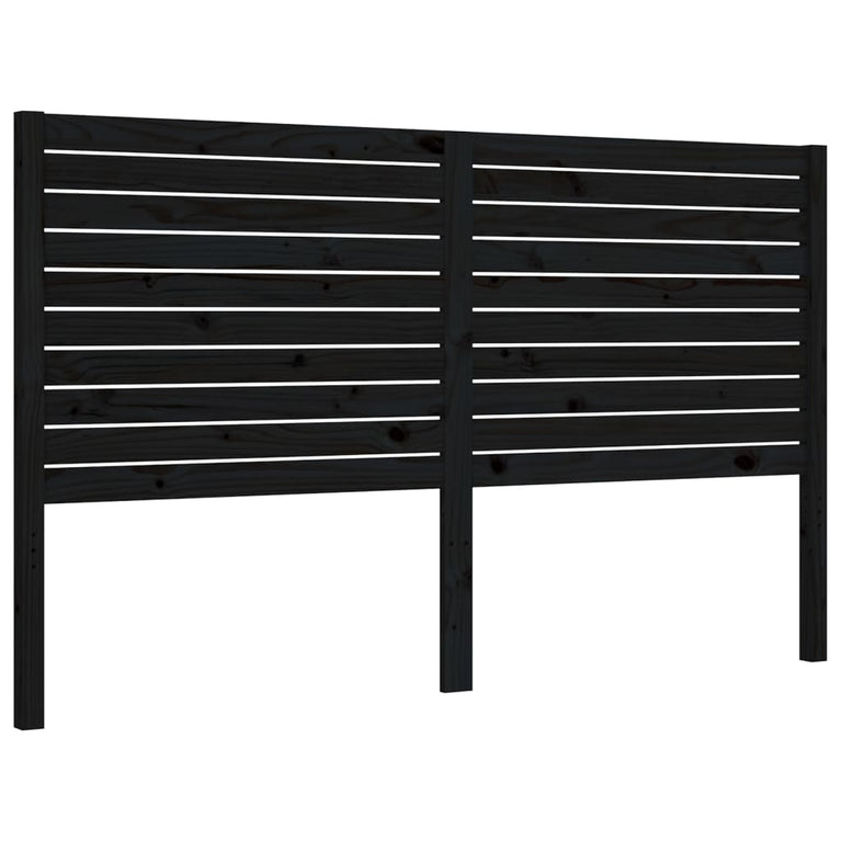 Bedframe met hoofdbord massief hout zwart 5FT King Size