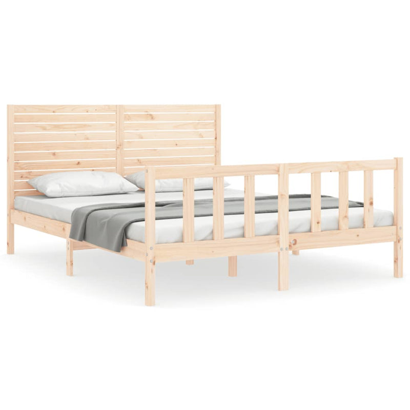 Bedframe met hoofdbord massief hout 160x200 cm
