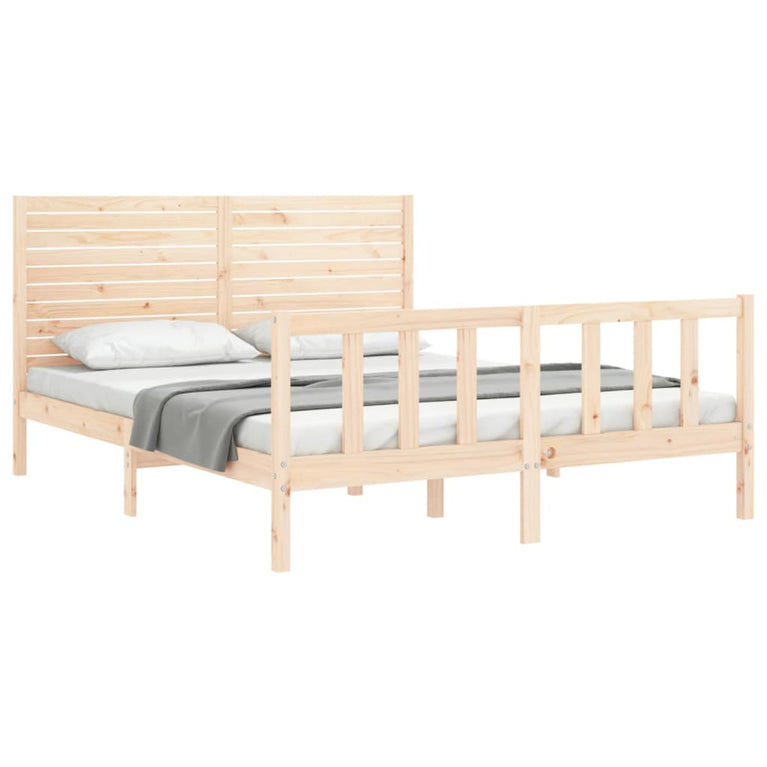 Bedframe met hoofdbord massief hout 160x200 cm