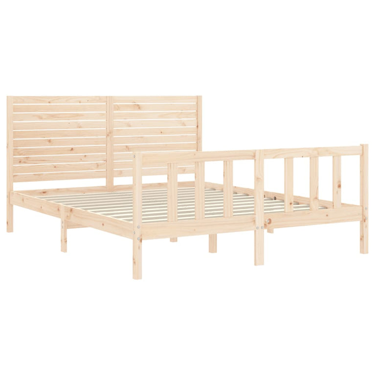 Bedframe met hoofdbord massief hout 160x200 cm