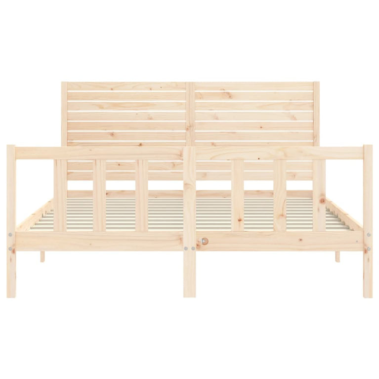 Bedframe met hoofdbord massief hout 160x200 cm