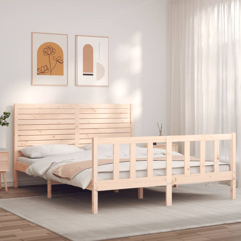 Bedframe met hoofdbord massief hout 160x200 cm
