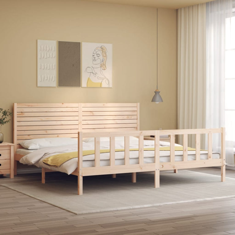 Bedframe met hoofdbord massief hout 6FT Super King