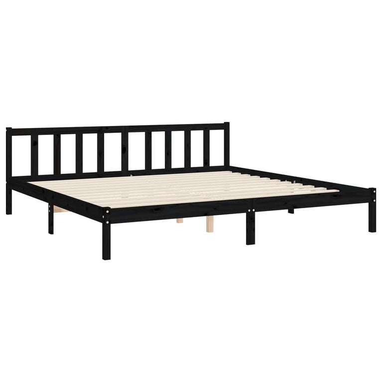 Bedframe met hoofdbord massief hout zwart 6FT Super King