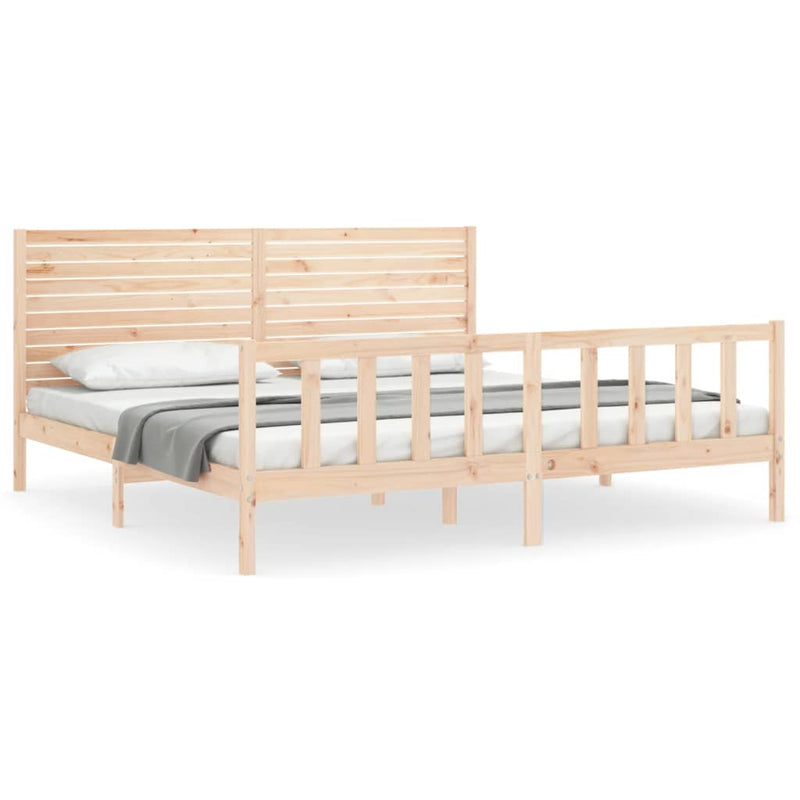 Bedframe met hoofdbord massief hout 200x200 cm