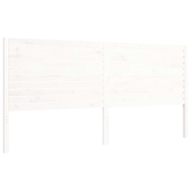 Bedframe met hoofdbord massief hout wit 200x200 cm