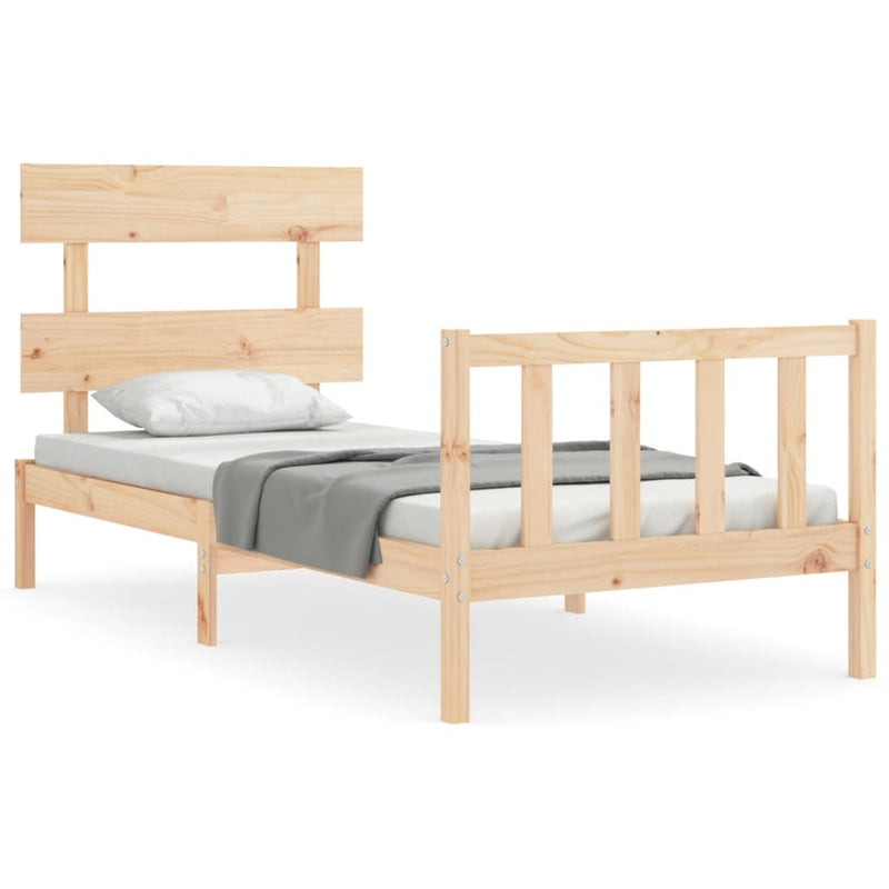 Bedframe met hoofdbord massief hout 2FT6 Small Single