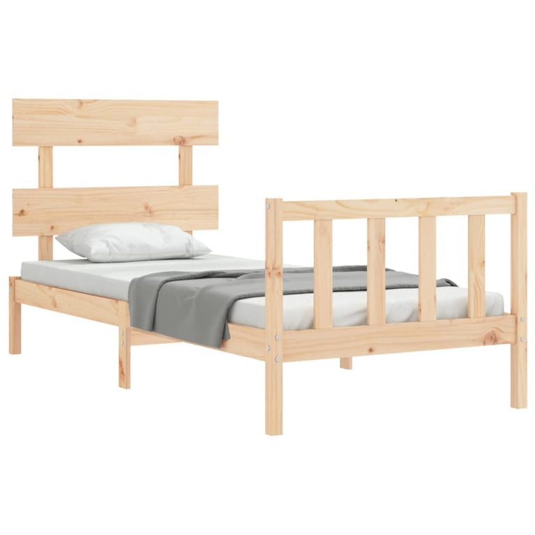 Bedframe met hoofdbord massief hout 2FT6 Small Single