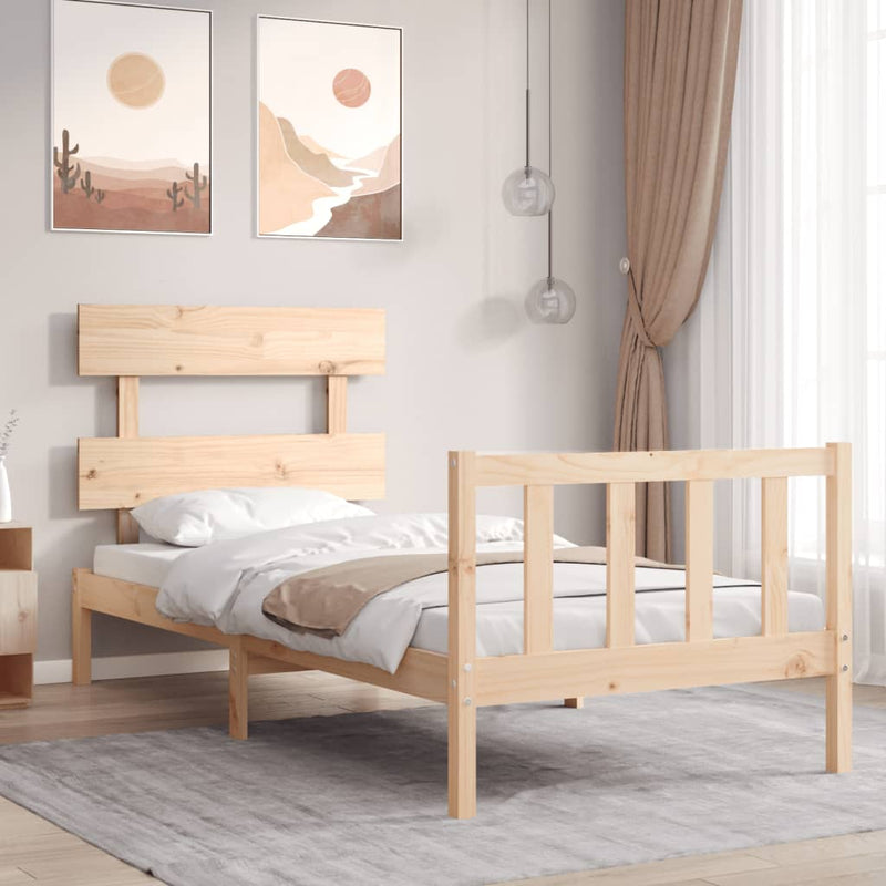 Bedframe met hoofdbord massief hout 2FT6 Small Single