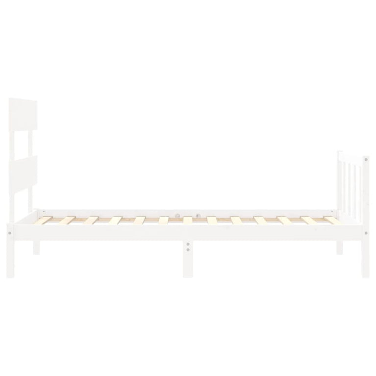 Bedframe met hoofdbord massief hout wit 3FT Single