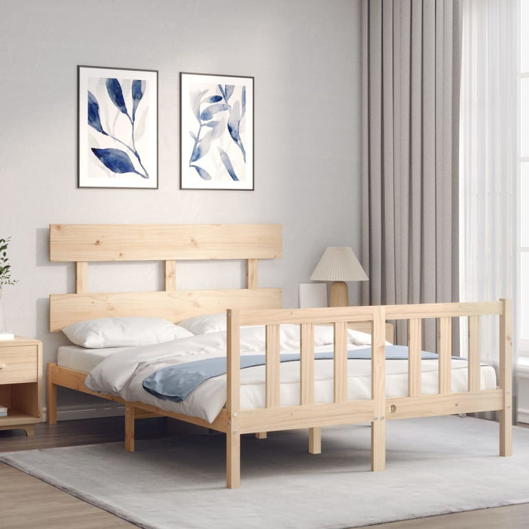Bedframe met hoofdbord massief hout 4FT Small Double