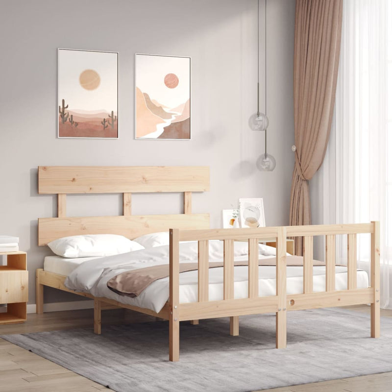 Bedframe met hoofdbord massief hout 4FT Small Double