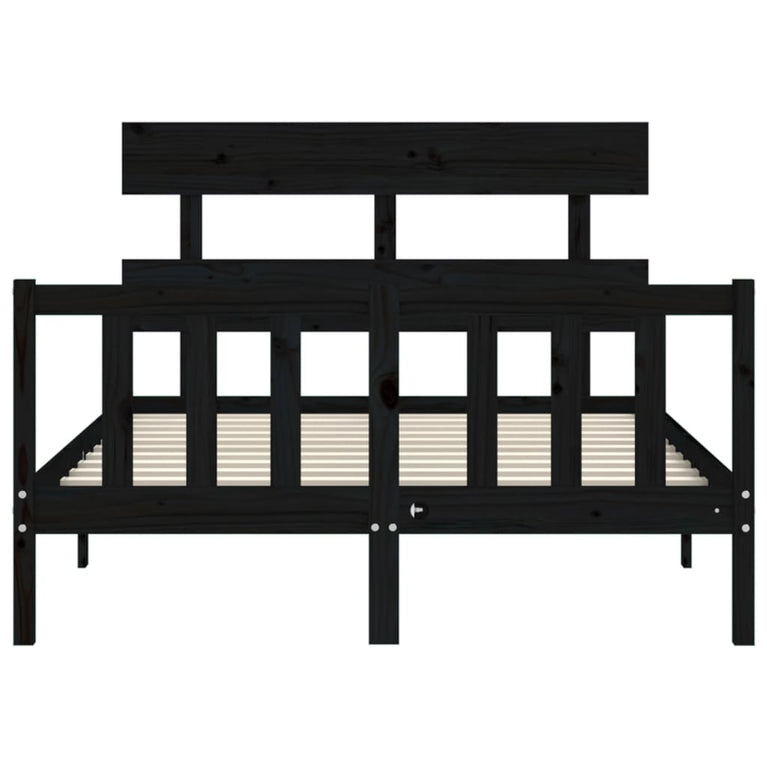 Bedframe met hoofdbord massief hout zwart 4FT Small Double
