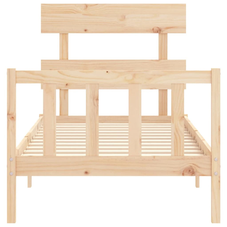 Bedframe met hoofdbord massief hout 90x200 cm