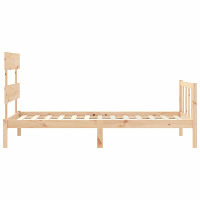 Bedframe met hoofdbord massief hout 90x200 cm