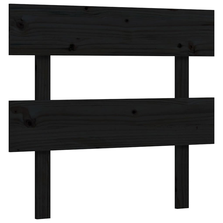 Bedframe met hoofdbord massief hout zwart 100x200 cm