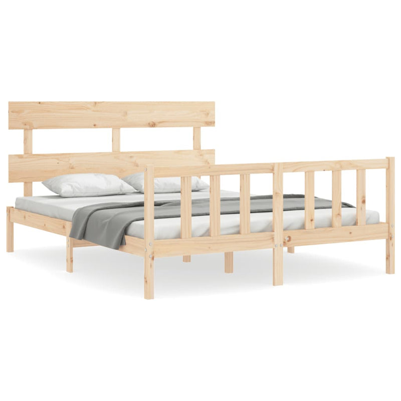 Bedframe met hoofdbord massief hout 160x200 cm