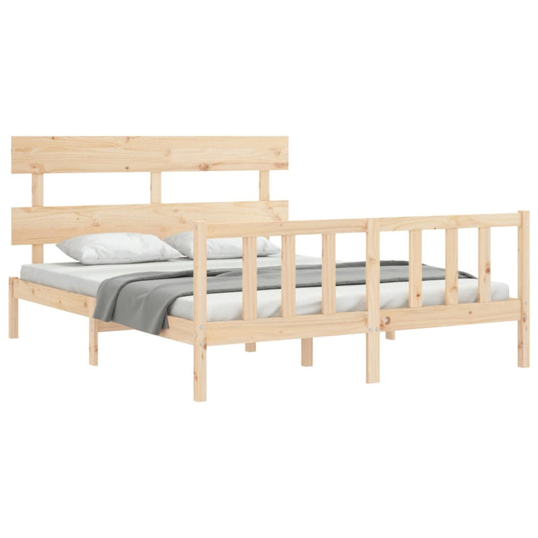 Bedframe met hoofdbord massief hout 160x200 cm
