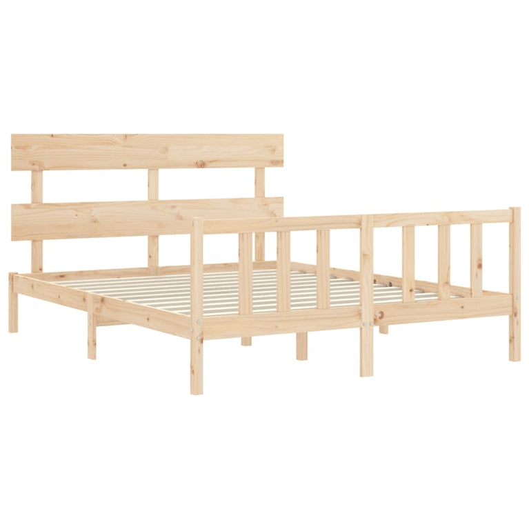 Bedframe met hoofdbord massief hout 160x200 cm