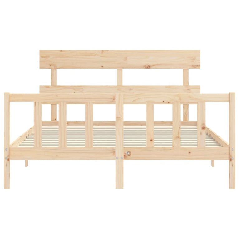 Bedframe met hoofdbord massief hout 160x200 cm