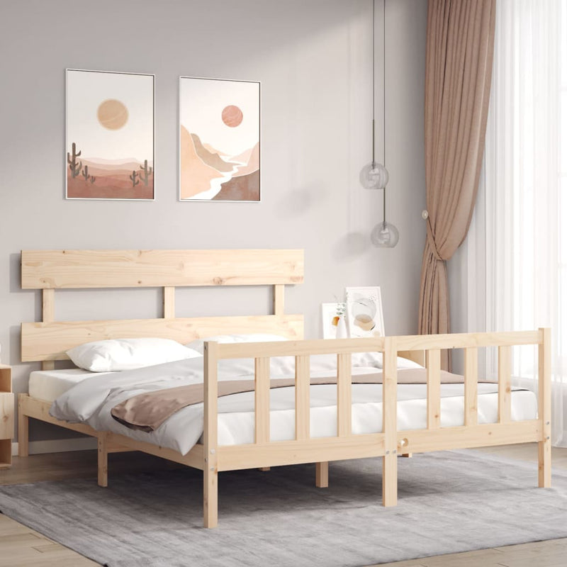Bedframe met hoofdbord massief hout 160x200 cm
