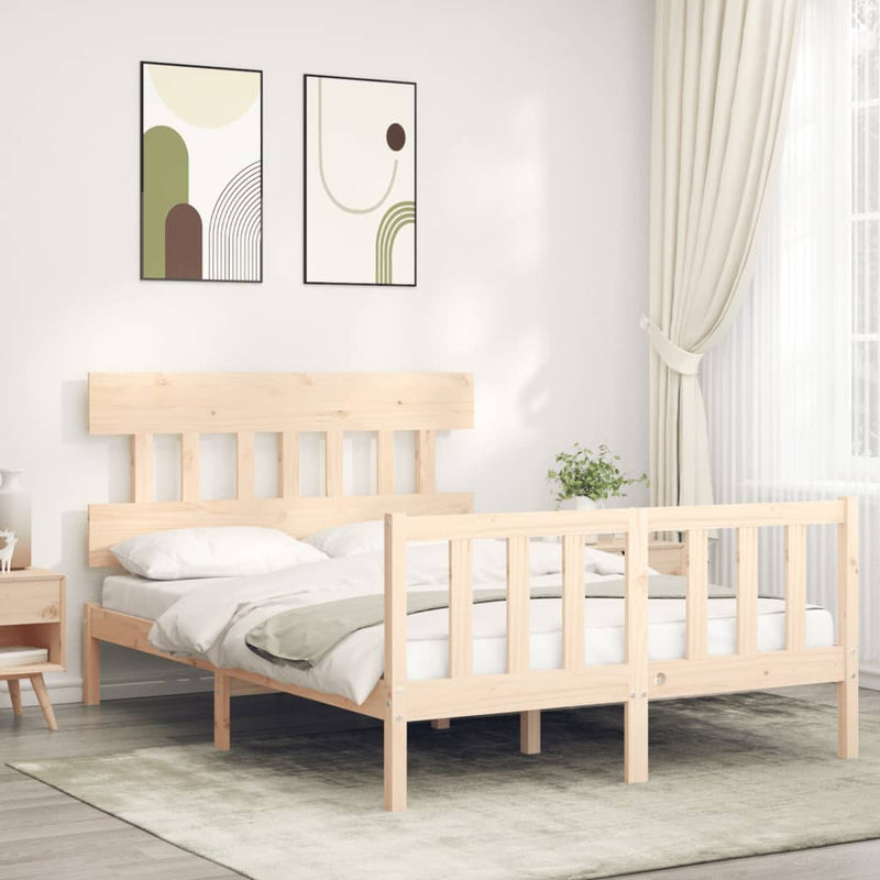 Bedframe met hoofdbord massief hout 4FT6 Double