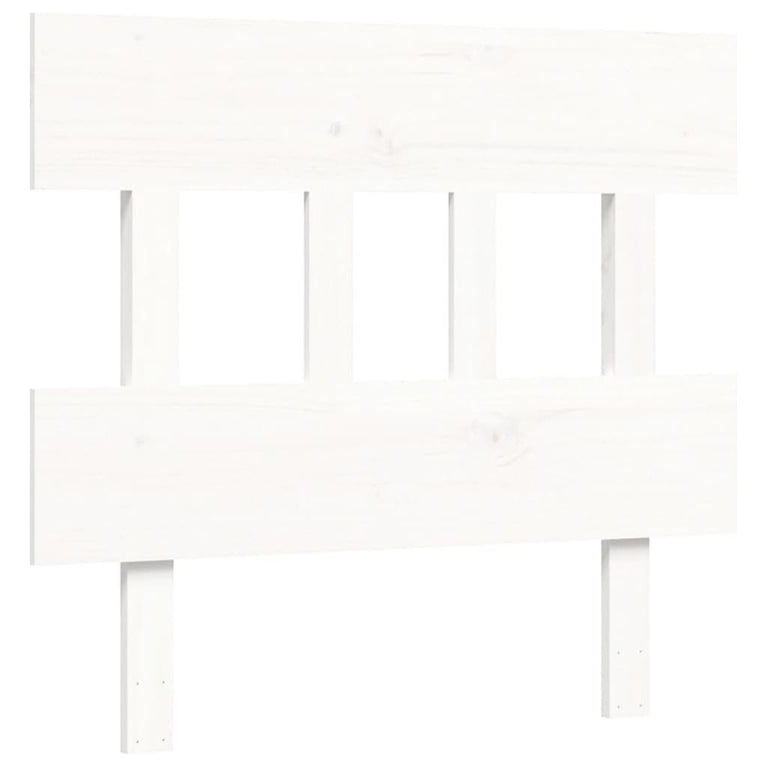 Bedframe met hoofdbord massief hout wit 90x200 cm