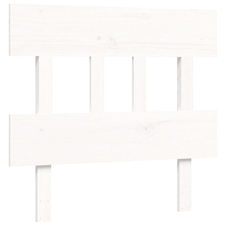 Bedframe met hoofdbord massief hout wit 100x200 cm