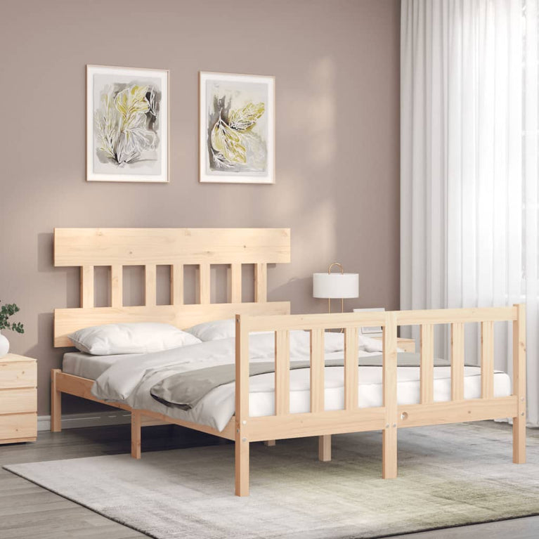 Bedframe met hoofdbord massief hout 120x200 cm