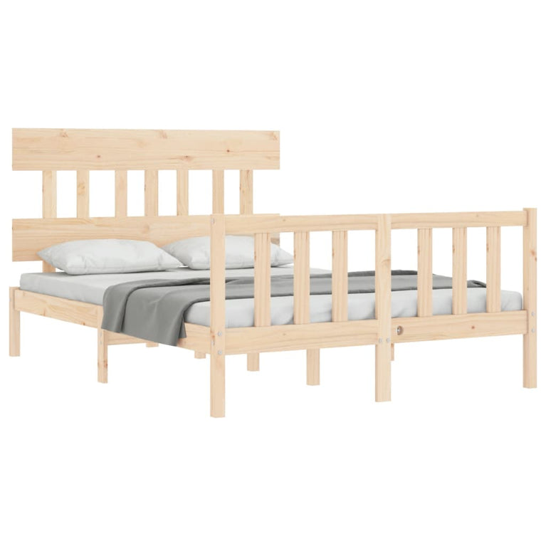 Bedframe met hoofdbord massief hout 120x200 cm