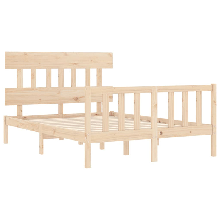 Bedframe met hoofdbord massief hout 120x200 cm