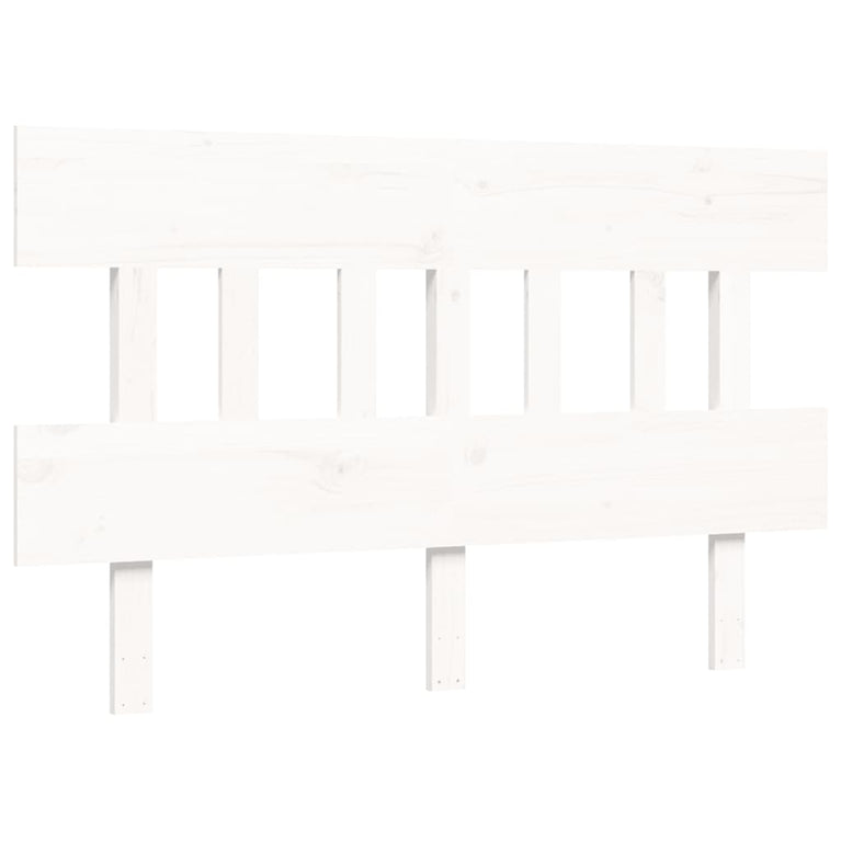 Bedframe met hoofdbord massief hout wit 140x200 cm