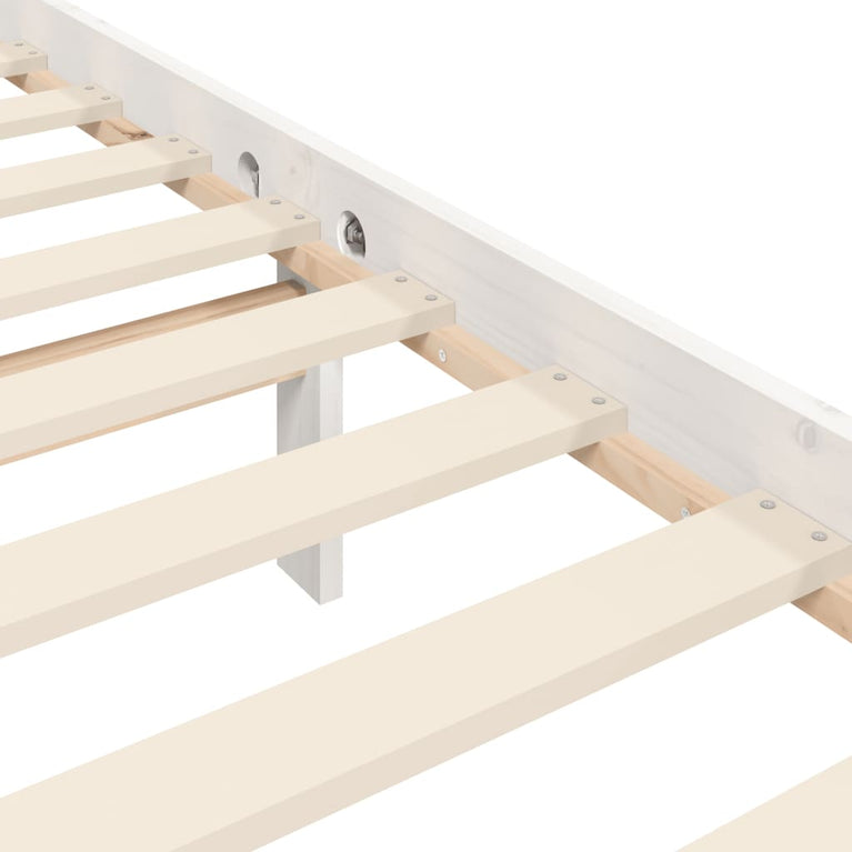 Bedframe met hoofdbord massief hout wit 140x200 cm