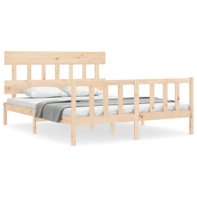 Bedframe met hoofdbord massief hout 160x200 cm