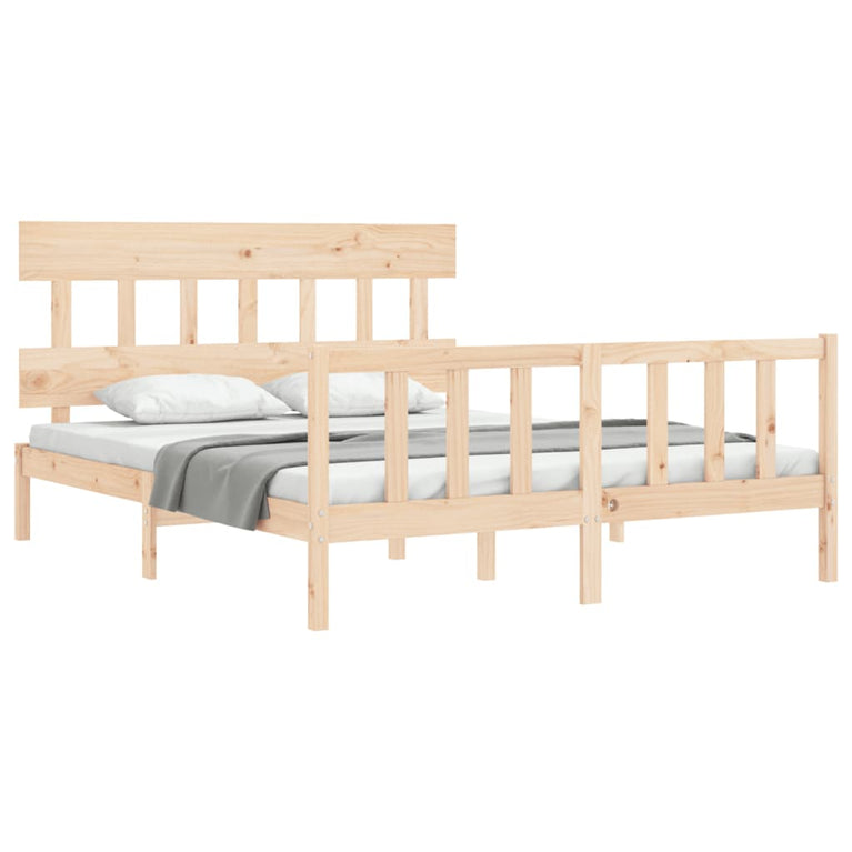 Bedframe met hoofdbord massief hout 160x200 cm