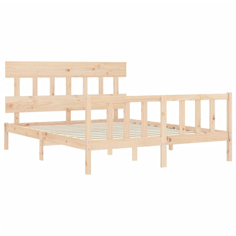 Bedframe met hoofdbord massief hout 160x200 cm