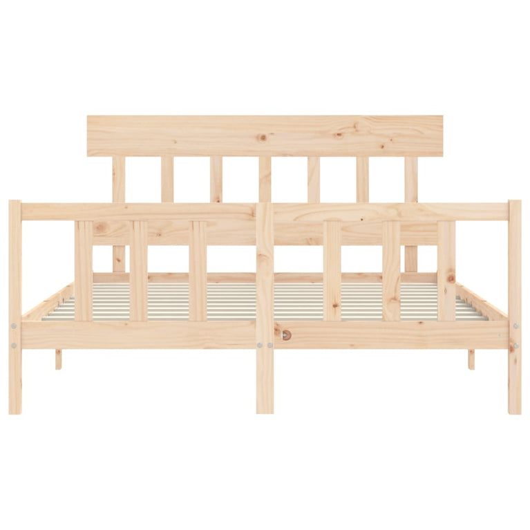Bedframe met hoofdbord massief hout 160x200 cm