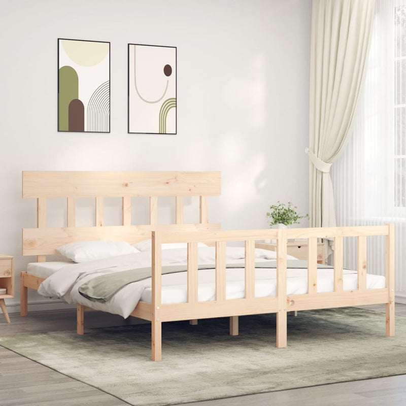Bedframe met hoofdbord massief hout 160x200 cm