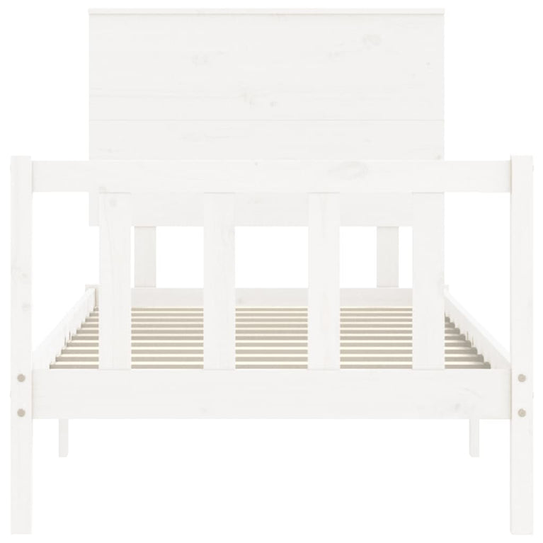 Bedframe met hoofdbord massief hout wit 2FT6 Small Single