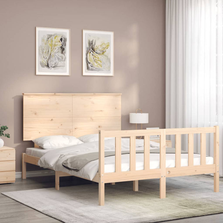 Bedframe met hoofdbord massief hout 4FT Small Double