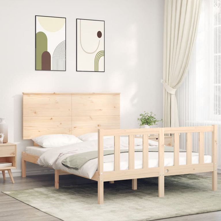 Bedframe met hoofdbord massief hout 4FT Small Double