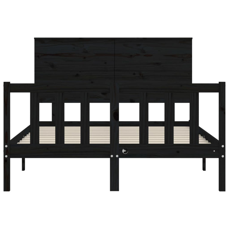 Bedframe met hoofdbord massief hout zwart 4FT Small Double
